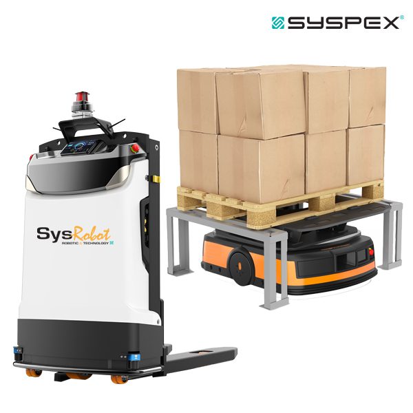 Automated guided vehicle (AGV) and AMR robots for warehouse transport